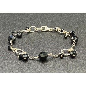 Athena Designs Silver Tone and Black Crystal Bracelet